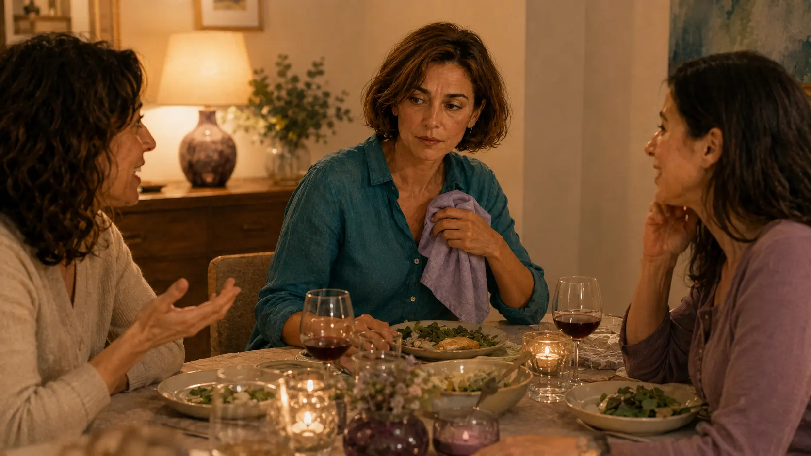 Mujer que aparenta estar bien mientras sostiene un malestar interior Mujer que aparenta estar bien mientras sostiene un malestar interior