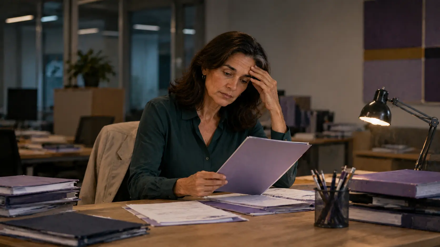 Mujer cansada después de asumir responsabilidades que no le correspondían